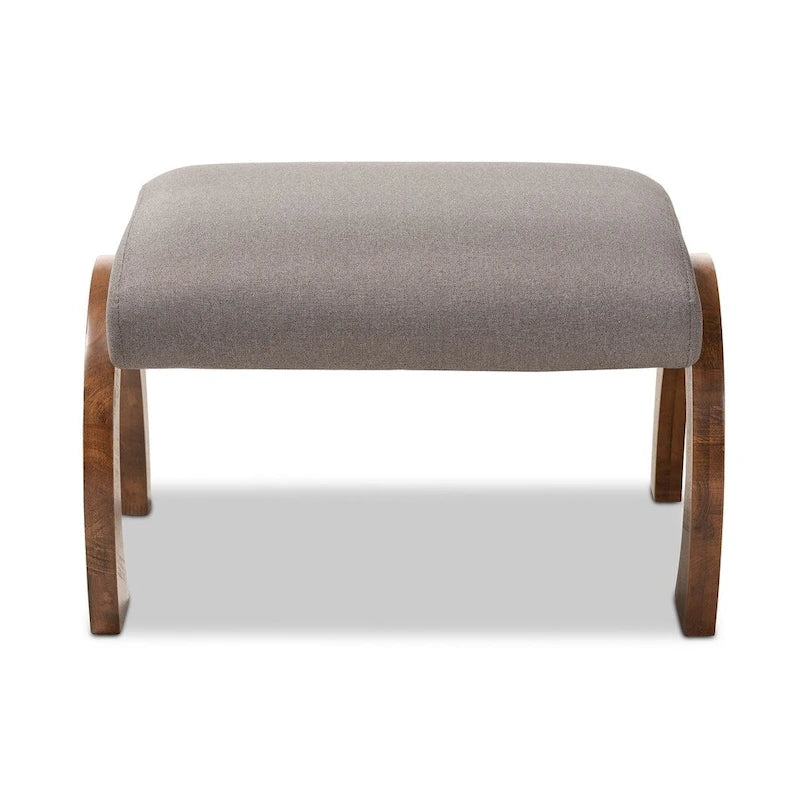 Pouf contemporaneo rivestito in tessuto con gambe ad arco