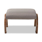 Pouf contemporaneo rivestito in tessuto con gambe ad arco