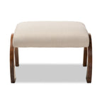 Pouf contemporaneo rivestito in tessuto con gambe ad arco