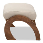 Pouf contemporaneo rivestito in tessuto con gambe ad arco