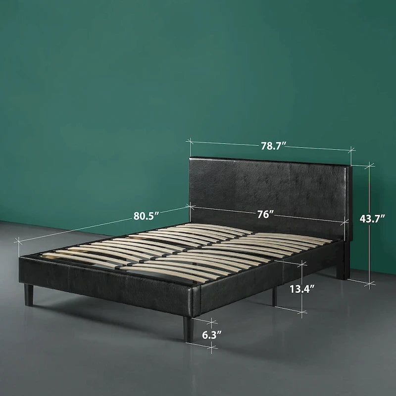 Letto King Size con piattaforma e testiera in similpelle