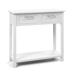 Tavolino Consolle Stretto con 2 Cassetti e Ripiano Aperto, 80 x 35,5 x 81 cm
