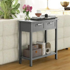 Tavolino Consolle Stretto con 2 Cassetti e Ripiano Aperto, 80 x 35,5 x 81 cm