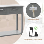 Tavolino Consolle Stretto con 2 Cassetti e Ripiano Aperto, 80 x 35,5 x 81 cm