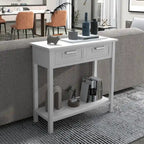 Tavolino Consolle Stretto con 2 Cassetti e Ripiano Aperto, 80 x 35,5 x 81 cm