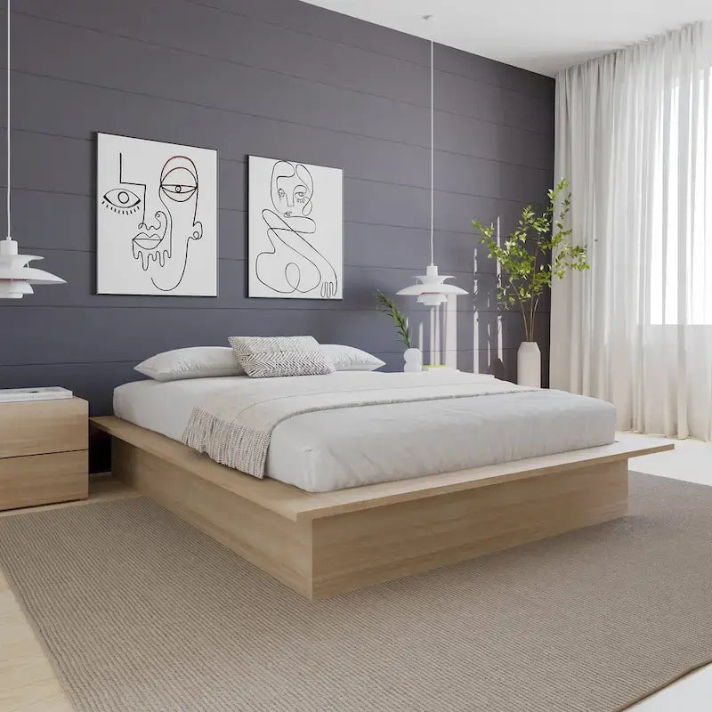 Struttura letto a piattaforma in rovere
