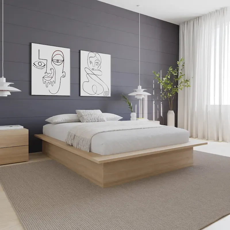 Struttura letto a piattaforma in rovere