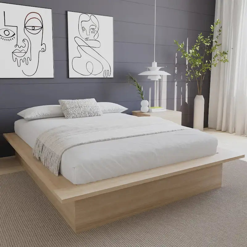 Struttura letto a piattaforma in rovere