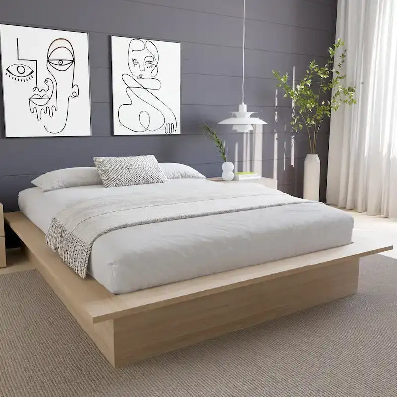 Struttura letto a piattaforma in rovere