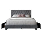 Letto a piattaforma imbottito capitonné con contenitore