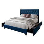 Letto a piattaforma imbottito capitonné con contenitore