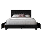 Letto a piattaforma imbottito capitonné con contenitore