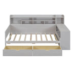 Daybed multifunzionale con ripiani, 2 cassetti e scrivania