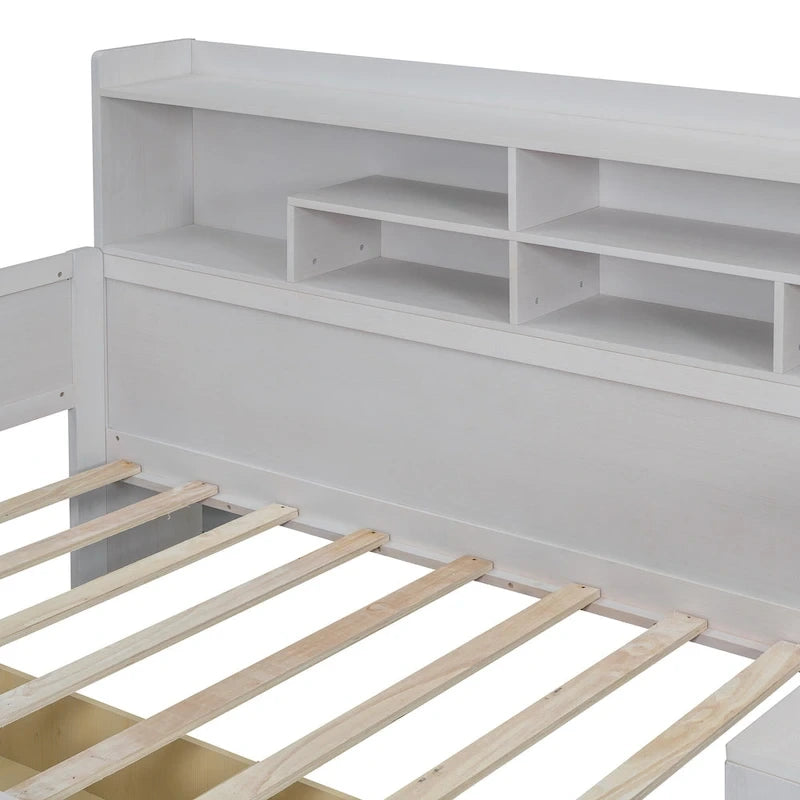 Daybed multifunzionale con ripiani, 2 cassetti e scrivania