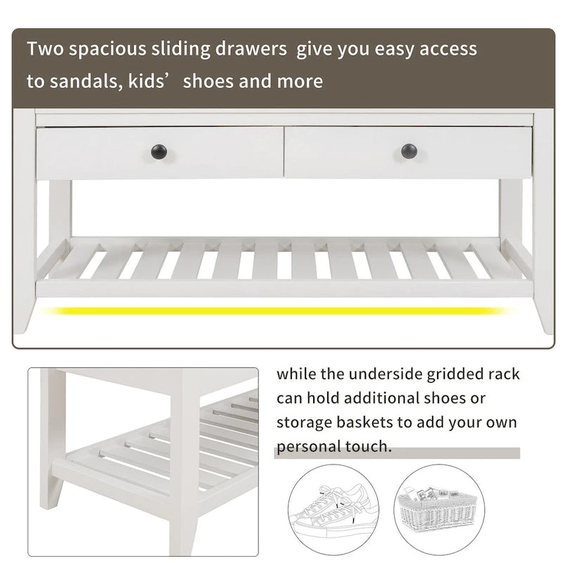 Panca contenitore da ingresso con cassetti e cuscino