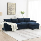 Divano componibile a L in ciniglia a nuvola 118*55 con doppio cuscino di seduta, divano letto imbottito a 5 posti con chaise longue