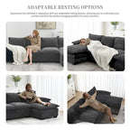 Divano componibile a L in ciniglia a nuvola 118*55 con doppio cuscino di seduta, divano letto imbottito a 5 posti con chaise longue