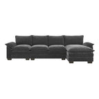 Divano componibile a L in ciniglia a nuvola 118*55 con doppio cuscino di seduta, divano letto imbottito a 5 posti con chaise longue