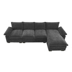Divano componibile a L in ciniglia a nuvola 118*55 con doppio cuscino di seduta, divano letto imbottito a 5 posti con chaise longue