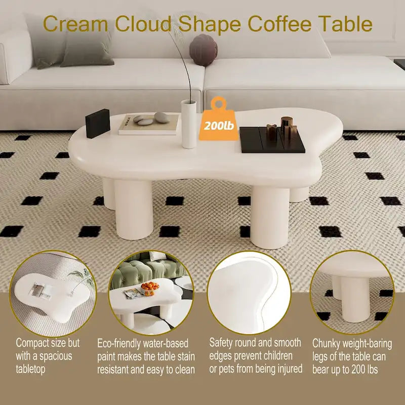 Tavolino da caffè a forma di nuvola, 40 pollici, disponibile in bianco e nero