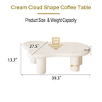 Tavolino da caffè a forma di nuvola, 40 pollici, disponibile in bianco e nero