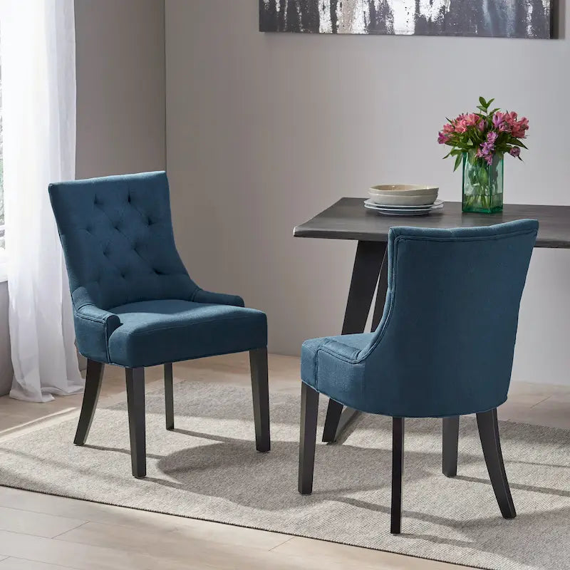 Set di 2 sedie da pranzo imbottite in tessuto con gambe affusolate