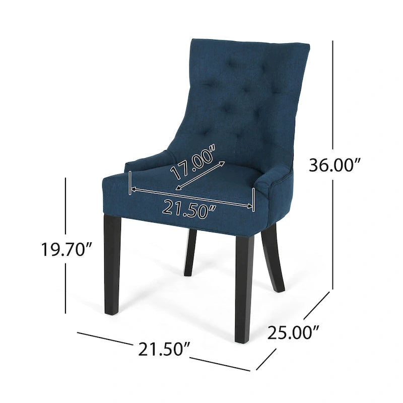 Set di 2 sedie da pranzo imbottite in tessuto con gambe affusolate