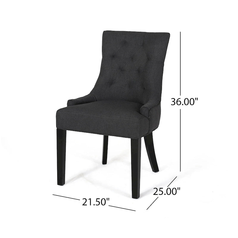 Set di 2 sedie da pranzo imbottite in tessuto con gambe affusolate