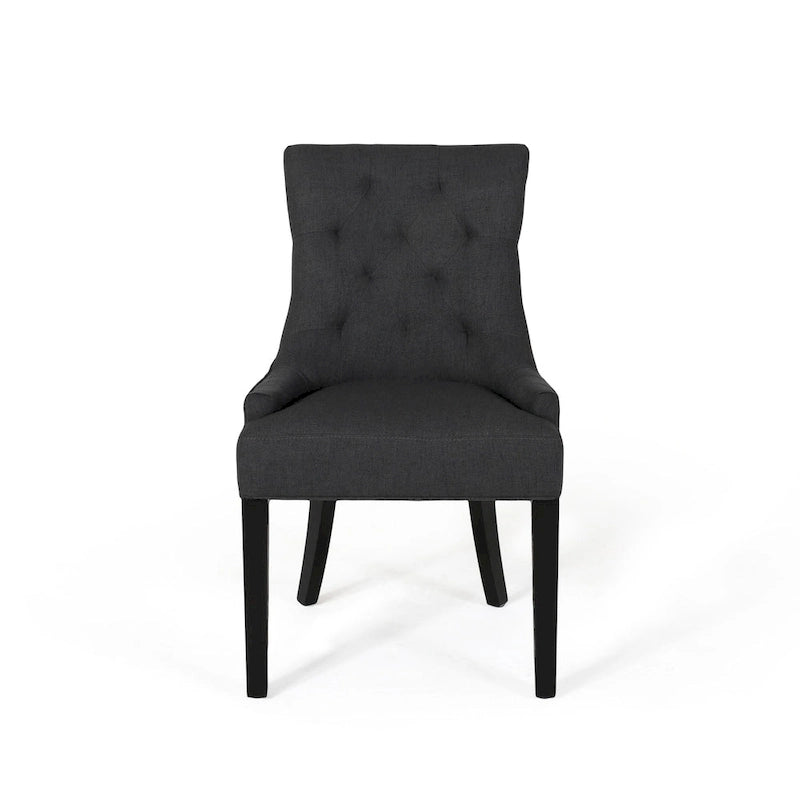 Set di 2 sedie da pranzo imbottite in tessuto con gambe affusolate