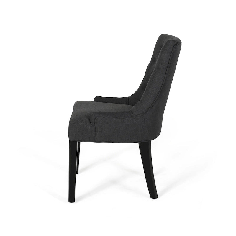 Set di 2 sedie da pranzo imbottite in tessuto con gambe affusolate
