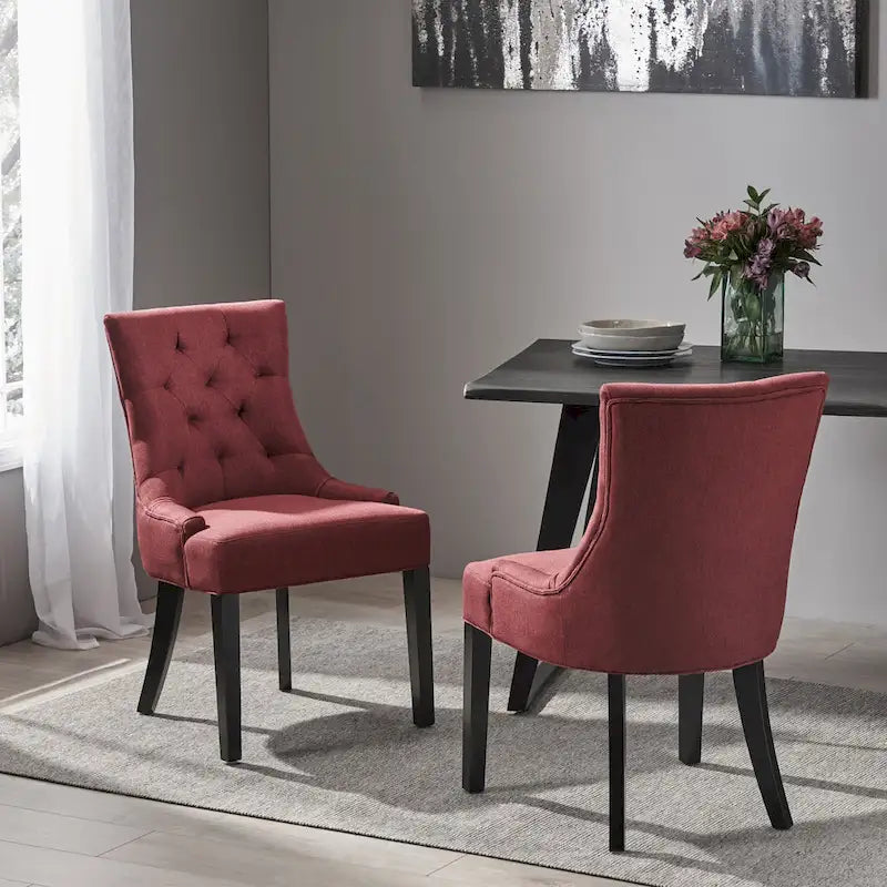 Set di 2 sedie da pranzo imbottite in tessuto con gambe affusolate