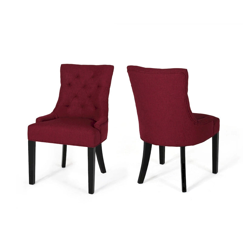 Set di 2 sedie da pranzo imbottite in tessuto con gambe affusolate