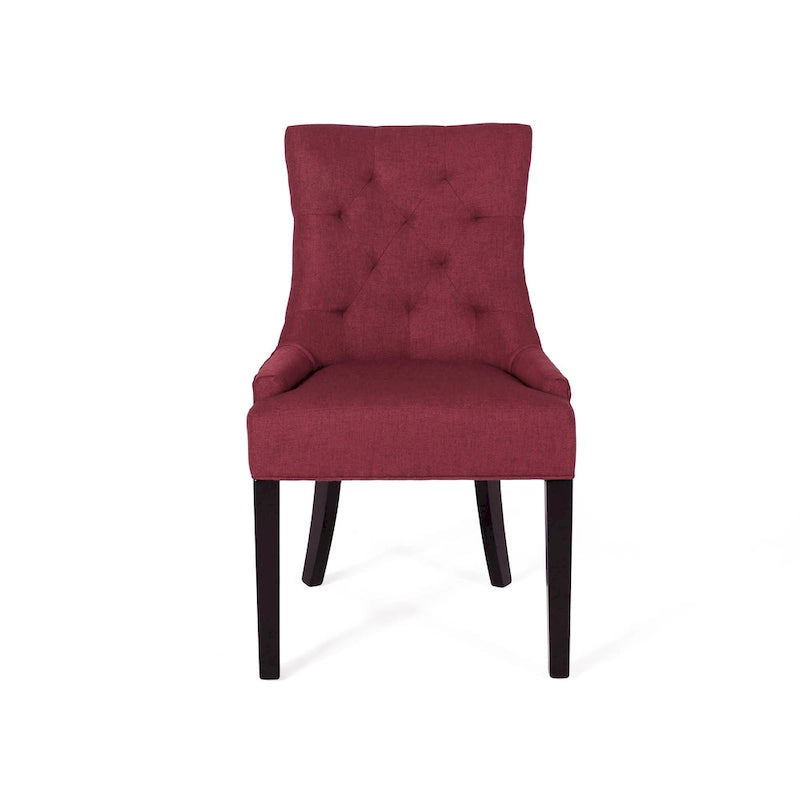Set di 2 sedie da pranzo imbottite in tessuto con gambe affusolate