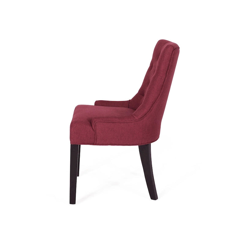 Set di 2 sedie da pranzo imbottite in tessuto con gambe affusolate