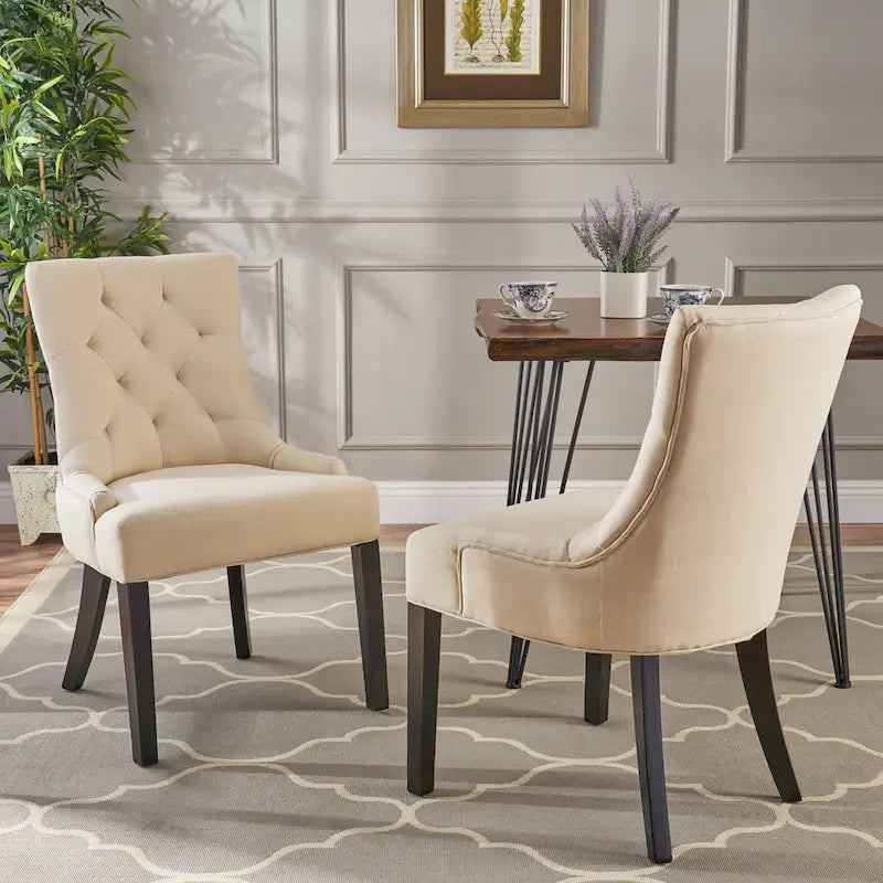Set di 2 sedie da pranzo imbottite in tessuto con gambe affusolate
