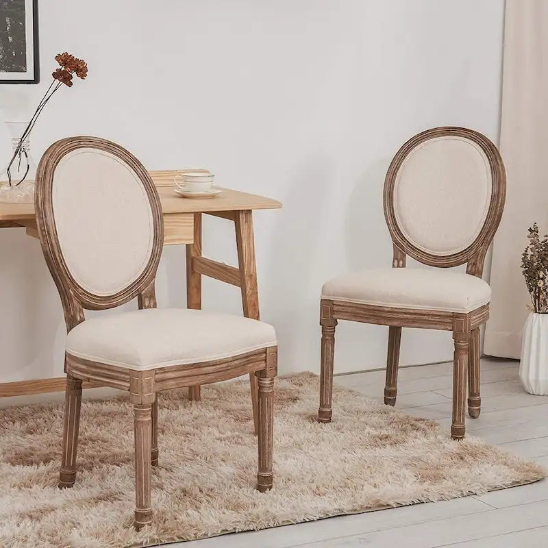 Sedie da pranzo imbottite vintage francesi, set da 2