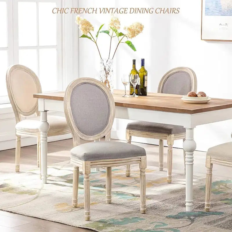 Sedie da pranzo imbottite vintage francesi, set da 2