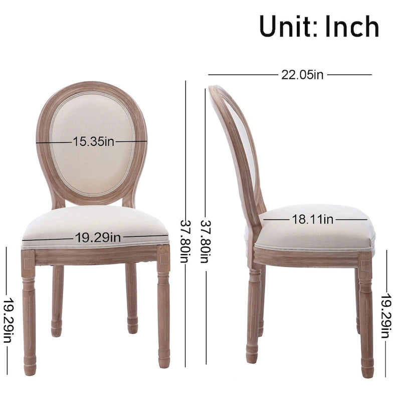 Sedie da pranzo imbottite vintage francesi, set da 2