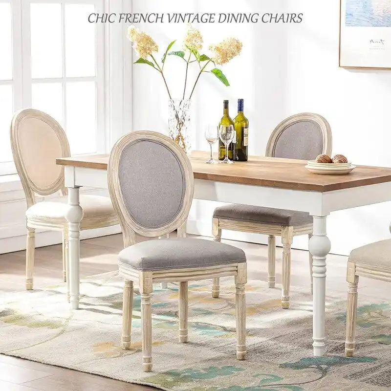 Sedie da pranzo imbottite vintage francesi, set da 2
