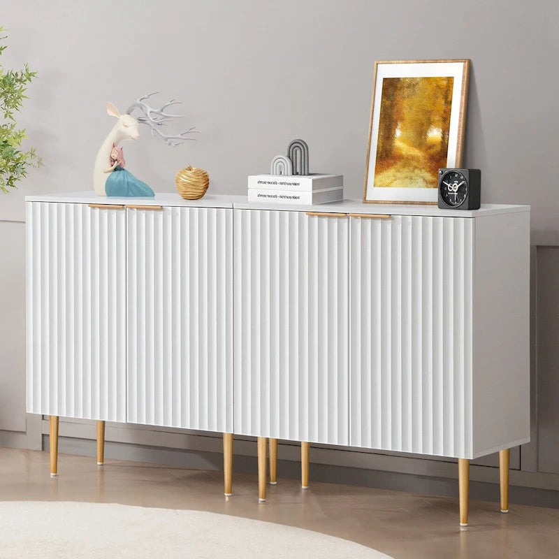 Credenza Buffet Mobile Contenitore Set da 2 con Scaffali Regolabili