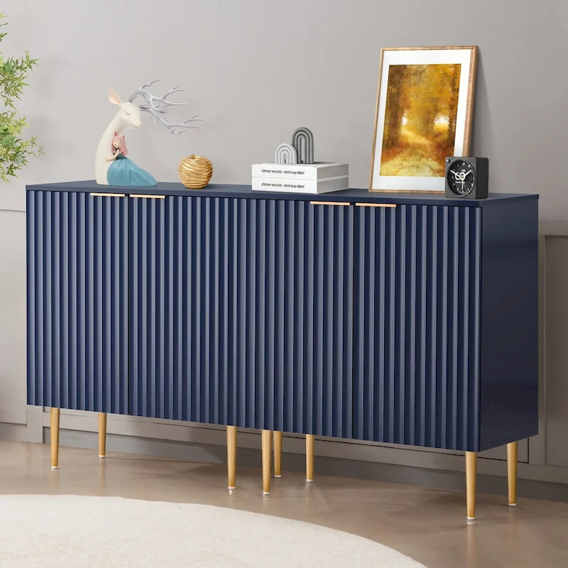 Credenza Buffet Mobile Contenitore Set da 2 con Scaffali Regolabili