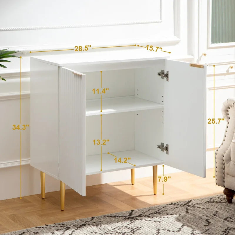 Credenza Buffet Mobile Contenitore Set da 2 con Scaffali Regolabili