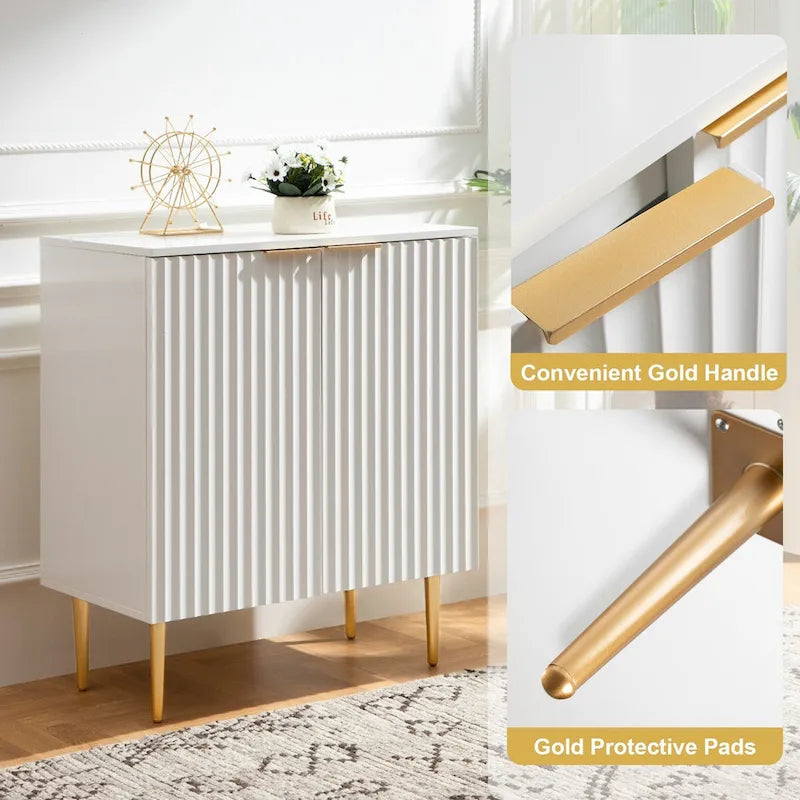 Credenza Buffet Mobile Contenitore Set da 2 con Scaffali Regolabili