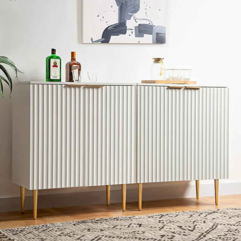 Credenza Buffet Mobile Contenitore Set da 2 con Scaffali Regolabili