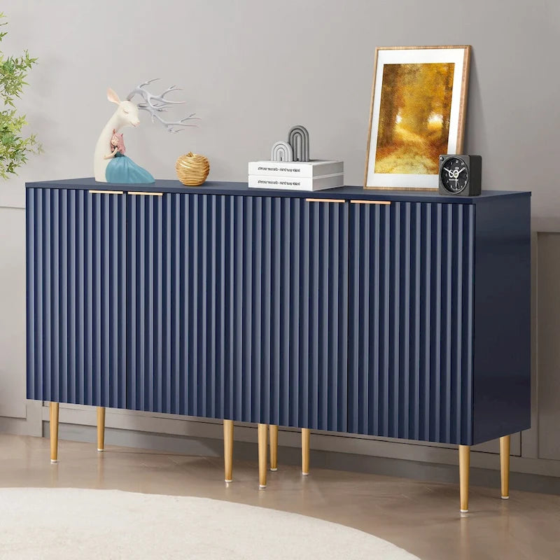 Credenza Buffet Mobile Contenitore Set da 2 con Scaffali Regolabili