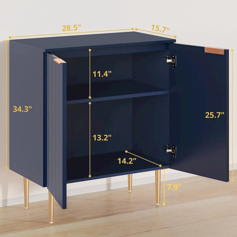 Credenza Buffet Mobile Contenitore Set da 2 con Scaffali Regolabili
