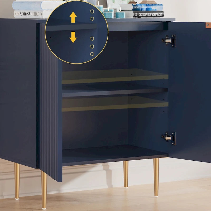 Credenza Buffet Mobile Contenitore Set da 2 con Scaffali Regolabili
