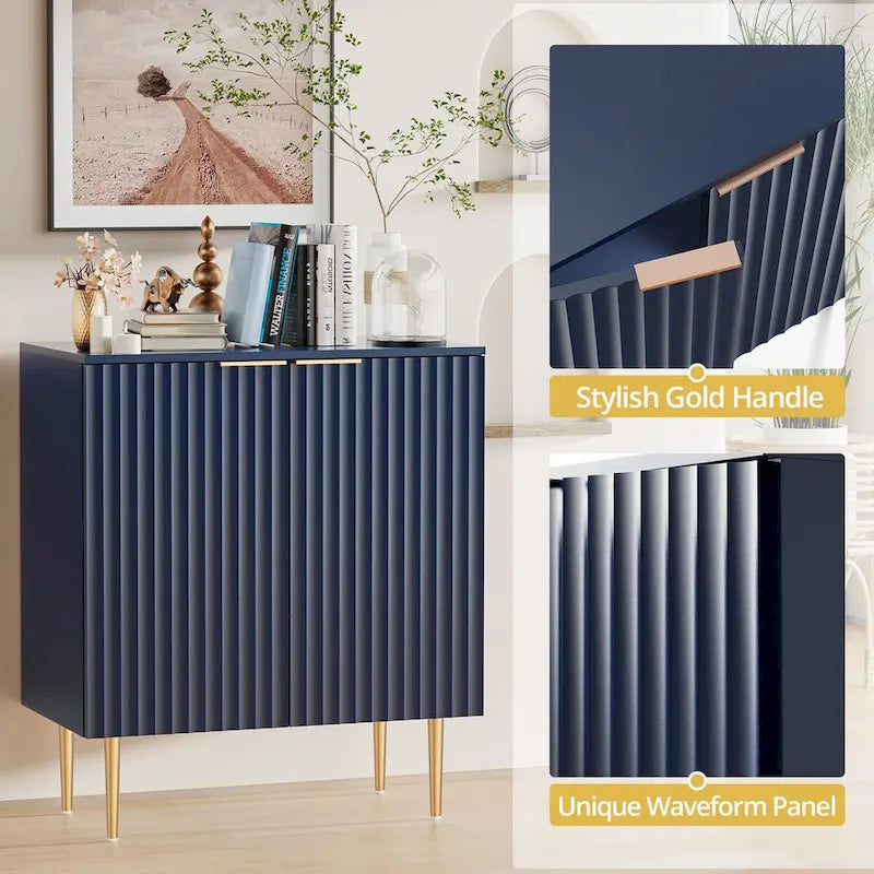 Credenza Buffet Mobile Contenitore Set da 2 con Scaffali Regolabili