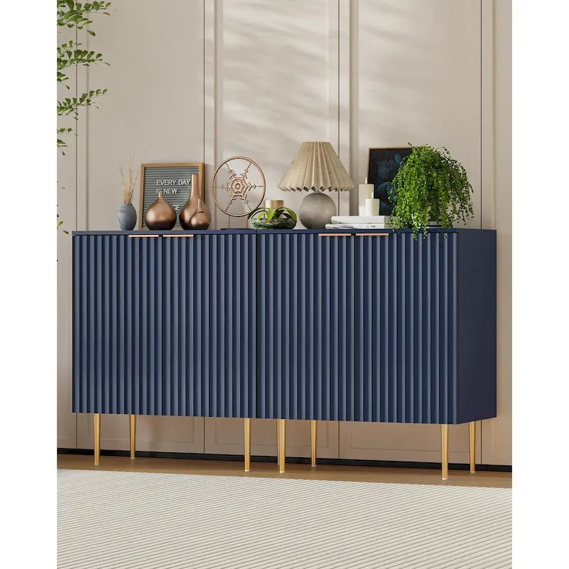 Credenza Buffet Mobile Contenitore Set da 2 con Scaffali Regolabili