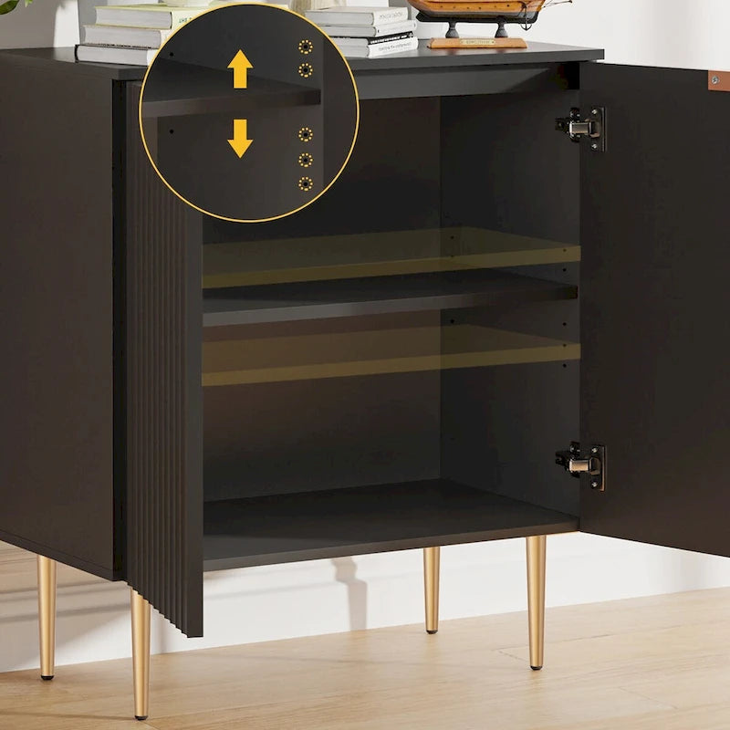 Credenza Buffet Mobile Contenitore Set da 2 con Scaffali Regolabili